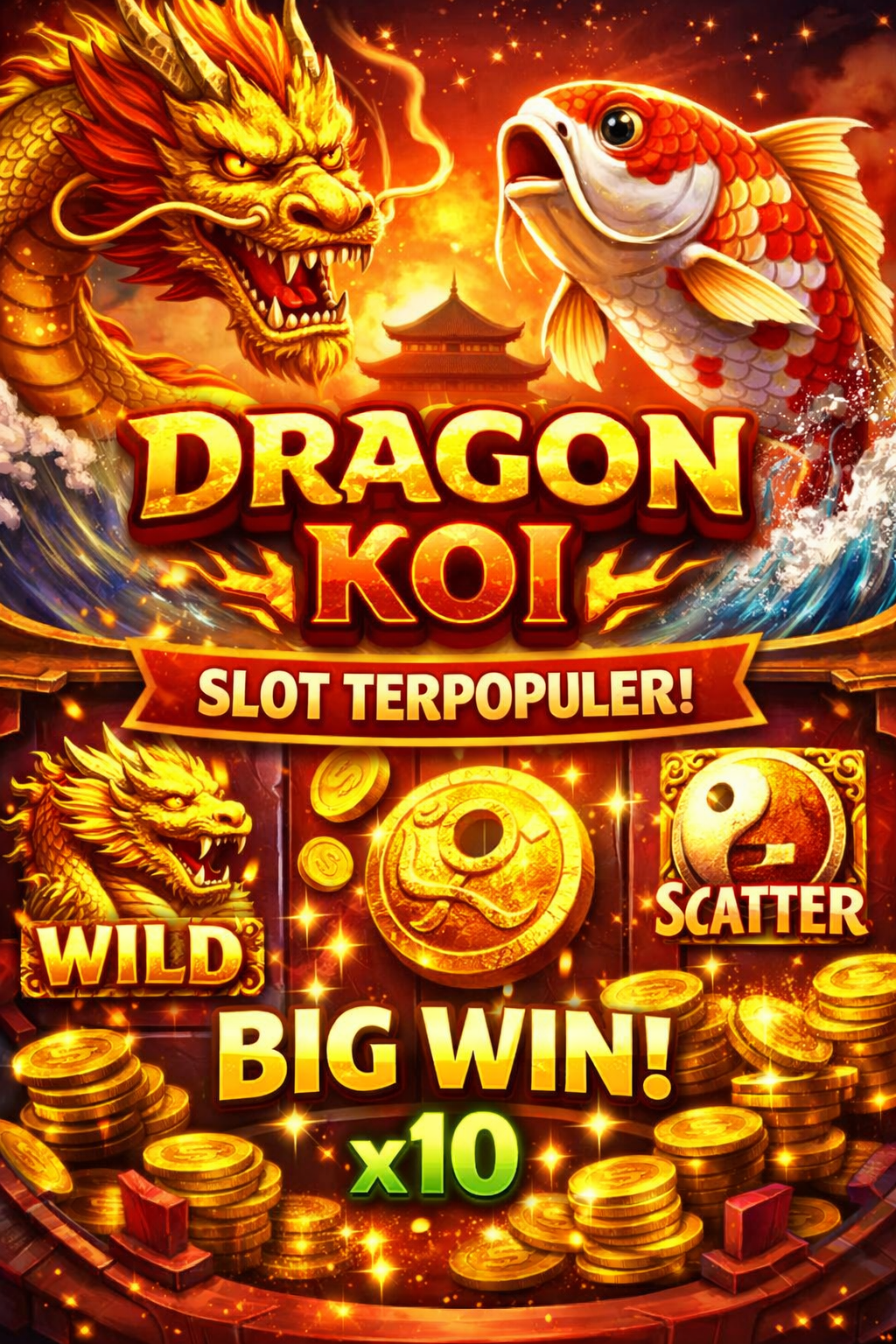 Simbol Wild dan Scatter di Dragon Koi